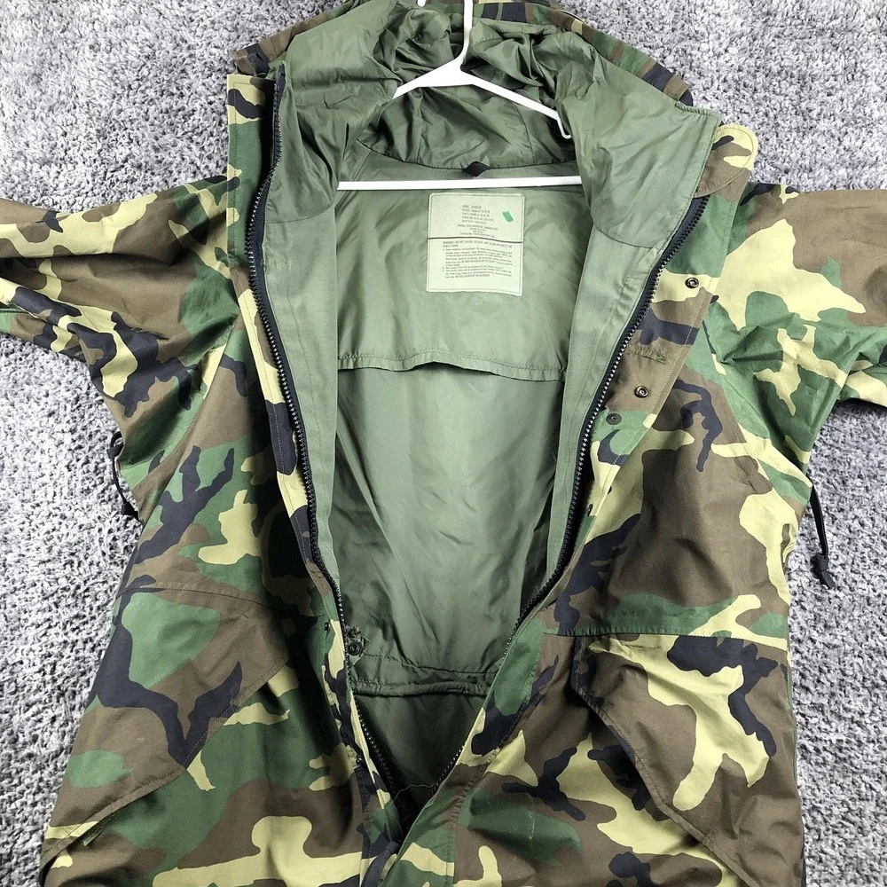 Vintage US Army ECWCS‎ Cold Weather Parka Coat Mens Large Green Hooded Camo